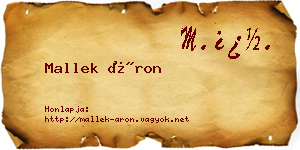 Mallek Áron névjegykártya